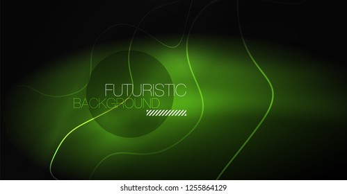 Neon lines wave background. Vector abstract composition