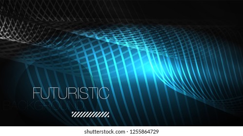 Neon lines wave background. Vector abstract composition