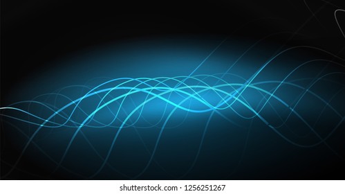 Neon lines wave background. Vector abstract composition
