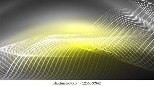 Neon lines wave background. Vector abstract composition