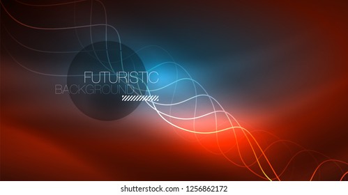 Neon lines wave background. Vector abstract composition