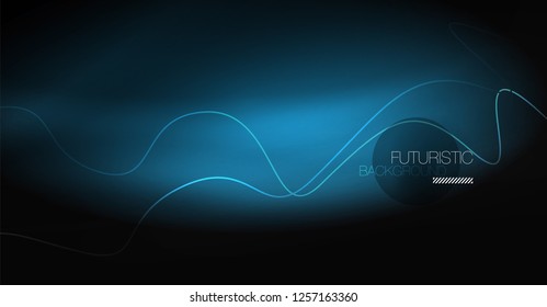 Neon lines wave background. Vector abstract composition