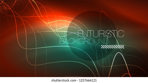 Neon lines wave background. Vector abstract composition