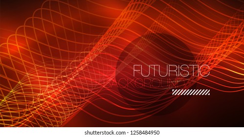 Neon lines wave background. Vector abstract composition