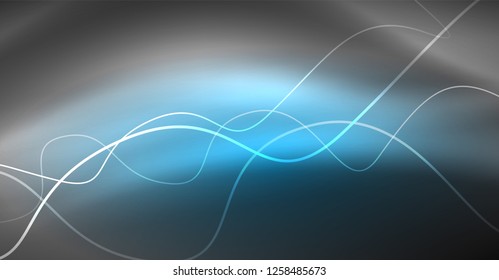 Neon lines wave background. Vector abstract composition