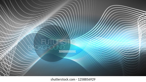 Neon lines wave background. Vector abstract composition