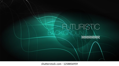 Neon lines wave background. Vector abstract composition
