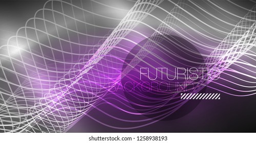 Neon lines wave background. Vector abstract composition