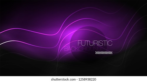 Neon lines wave background. Vector abstract composition