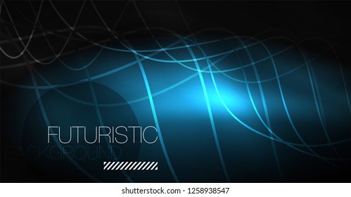 Neon lines wave background. Vector abstract composition