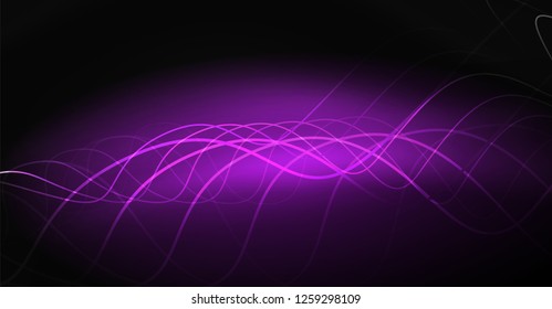 Neon lines wave background. Vector abstract composition