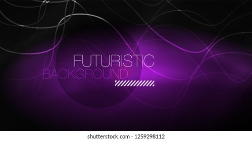 Neon lines wave background. Vector abstract composition