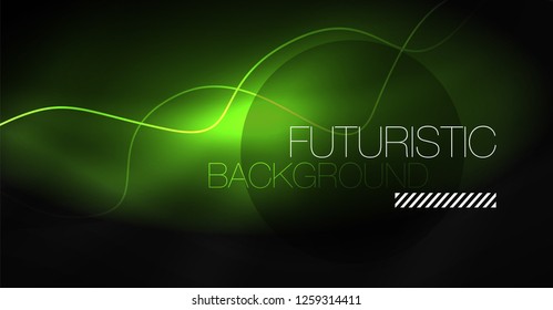 Neon lines wave background. Vector abstract composition