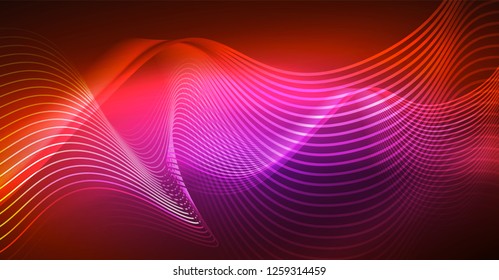 Neon lines wave background. Vector abstract composition