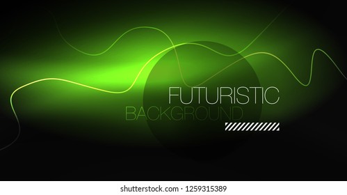 Neon lines wave background. Vector abstract composition