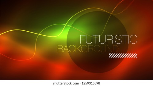 Neon lines wave background. Vector abstract composition