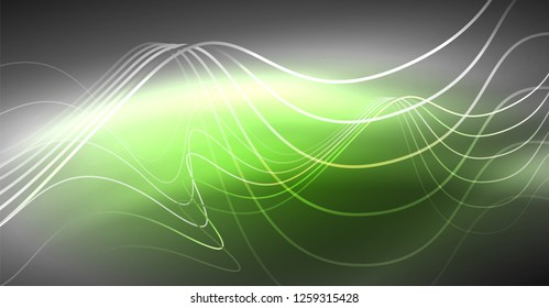 Neon lines wave background. Vector abstract composition