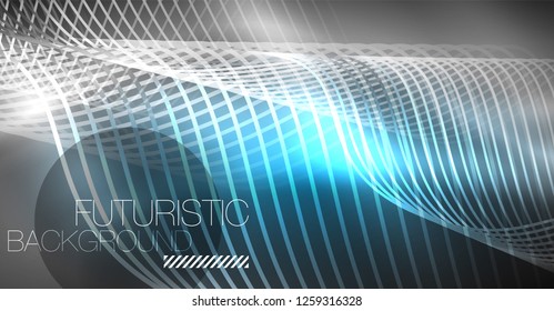 Neon lines wave background. Vector abstract composition