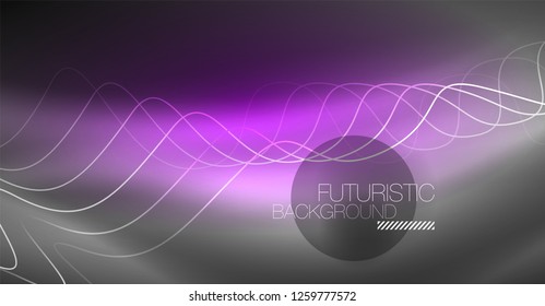 Neon lines wave background. Vector abstract composition