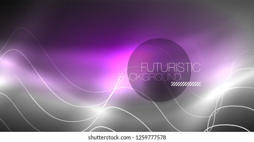 Neon lines wave background. Vector abstract composition