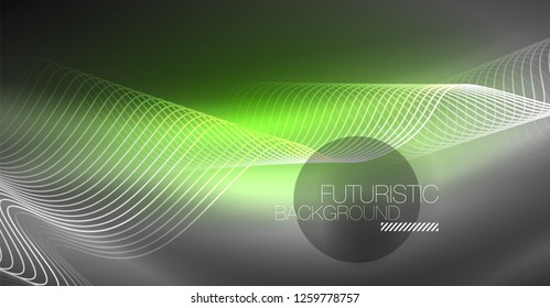 Neon lines wave background. Vector abstract composition