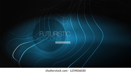Neon lines wave background. Vector abstract composition