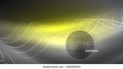 Neon lines wave background. Vector abstract composition