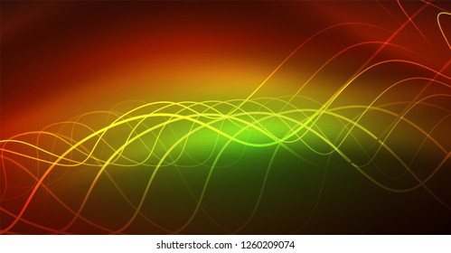 Neon lines wave background. Vector abstract composition