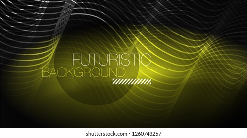 Neon lines wave background. Vector abstract composition