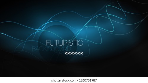 Neon lines wave background. Vector abstract composition