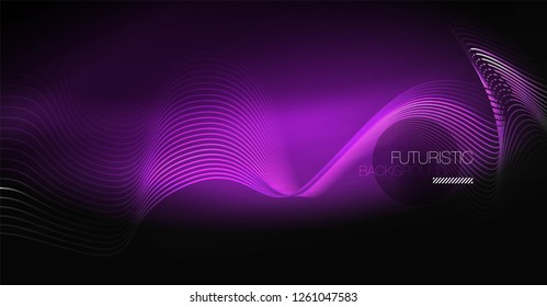 Neon lines wave background. Vector abstract composition