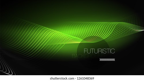 Neon lines wave background. Vector abstract composition