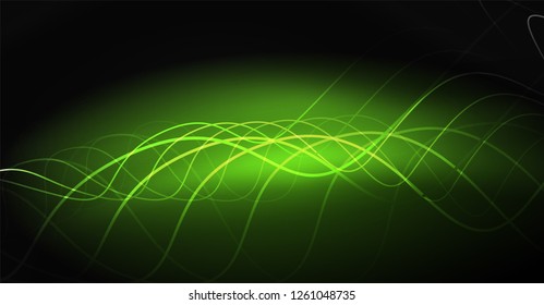 Neon lines wave background. Vector abstract composition
