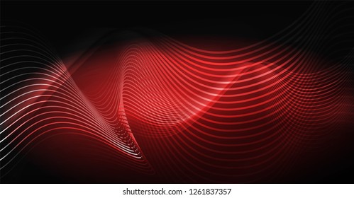 Neon lines wave background. Vector abstract composition