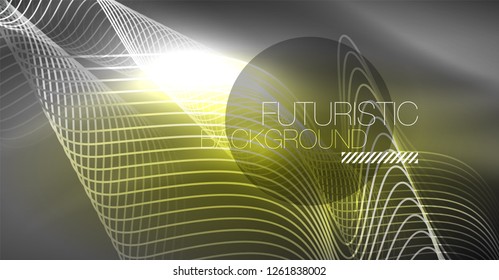 Neon lines wave background. Vector abstract composition