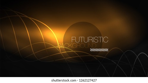 Neon lines wave background. Vector abstract composition