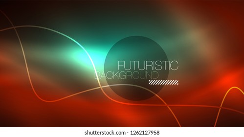 Neon lines wave background. Vector abstract composition