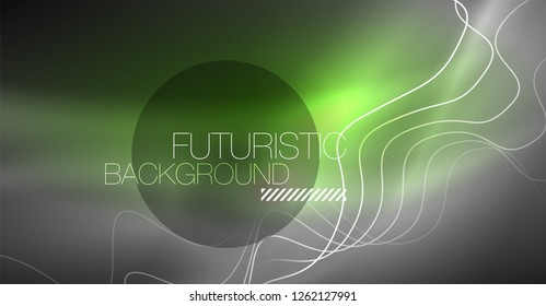 Neon lines wave background. Vector abstract composition