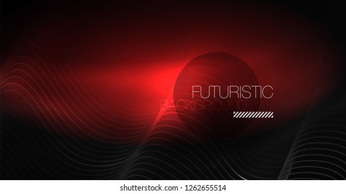 Neon lines wave background. Vector abstract composition