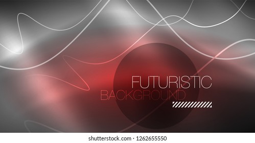 Neon lines wave background. Vector abstract composition