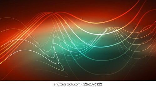 Neon lines wave background. Vector abstract composition