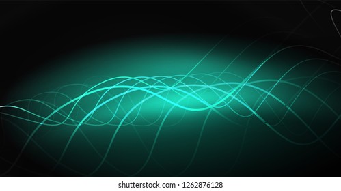 Neon lines wave background. Vector abstract composition