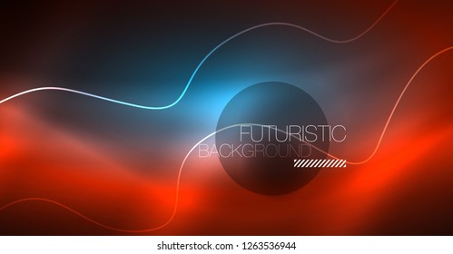 Neon lines wave background. Vector abstract composition