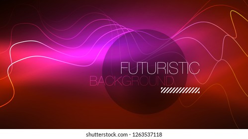 Neon lines wave background. Vector abstract composition