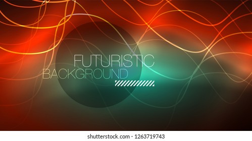 Neon lines wave background. Vector abstract composition