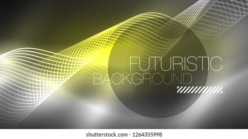 Neon lines wave background. Vector abstract composition