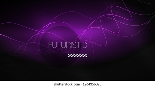 Neon lines wave background. Vector abstract composition