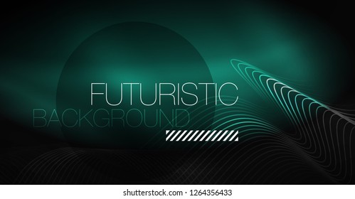 Neon lines wave background. Vector abstract composition