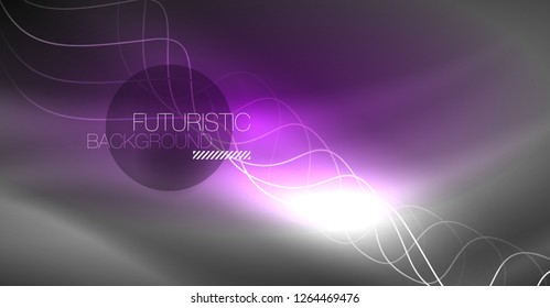 Neon lines wave background. Vector abstract composition