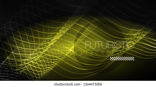 Neon lines wave background. Vector abstract composition